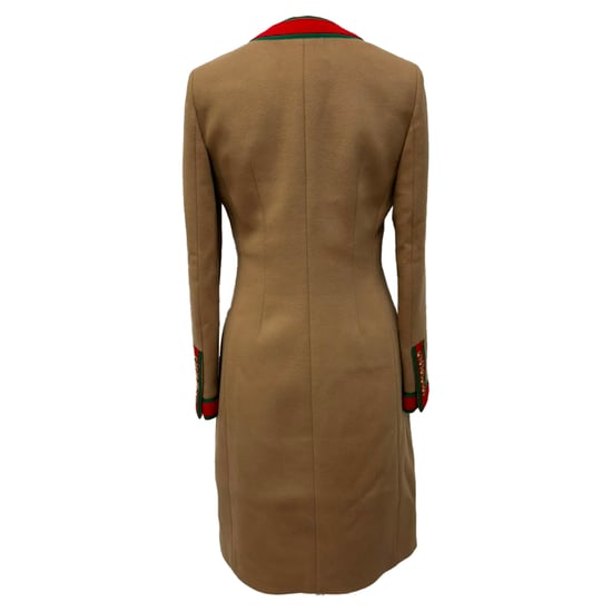 Gucci GG Web Single-Breasted Coat in Brown Wool - Image 3