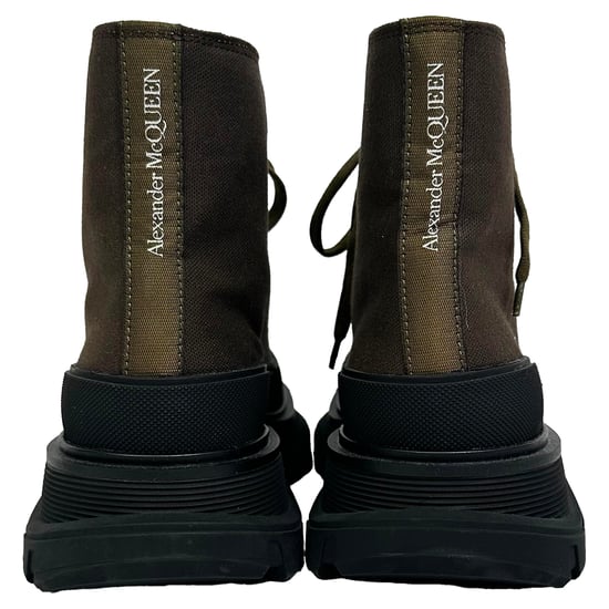 Alexander McQueen Tread Slick High-Top Sneakers in Khaki Canvas - Image 3