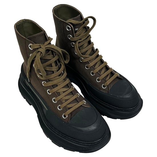 Alexander McQueen Tread Slick High-Top Sneakers in Khaki Canvas - Image 6
