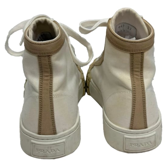 Prada Gabardine Hoge Sneakers in Witte Canvas - Image 4