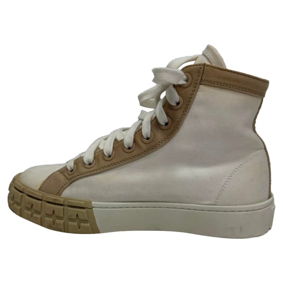 Prada Gabardine Hoge Sneakers in Witte Canvas - Image 6