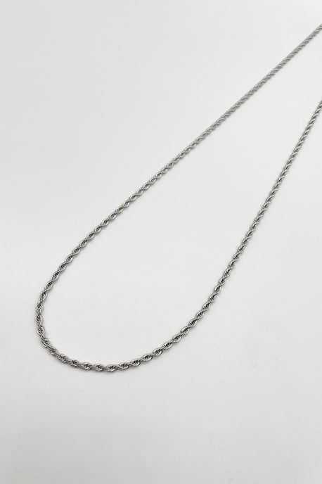 Rope Chain Necklace & Bracelet Set in Silver - Image 5