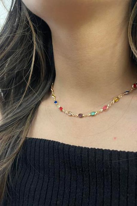 Multicolour Oval Necklace & Bracelet Set - Image 3