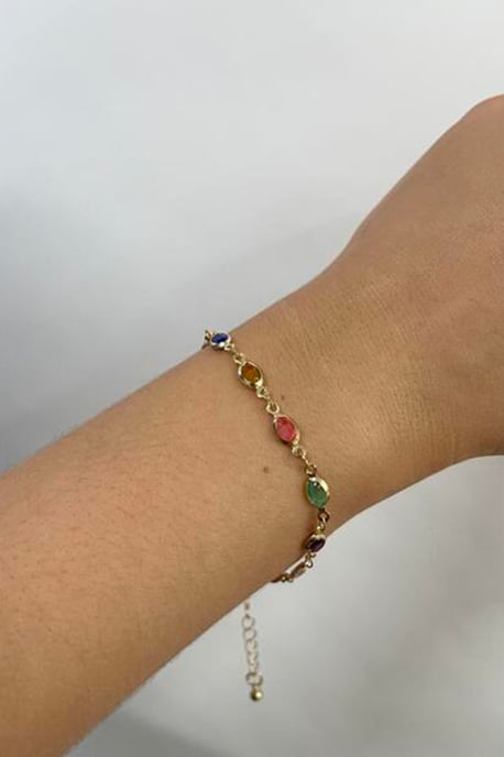 Multicolour Oval Necklace & Bracelet Set - Image 5