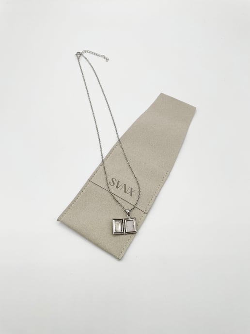 Booklet Locket Pendant Necklace in Silver - Image 5