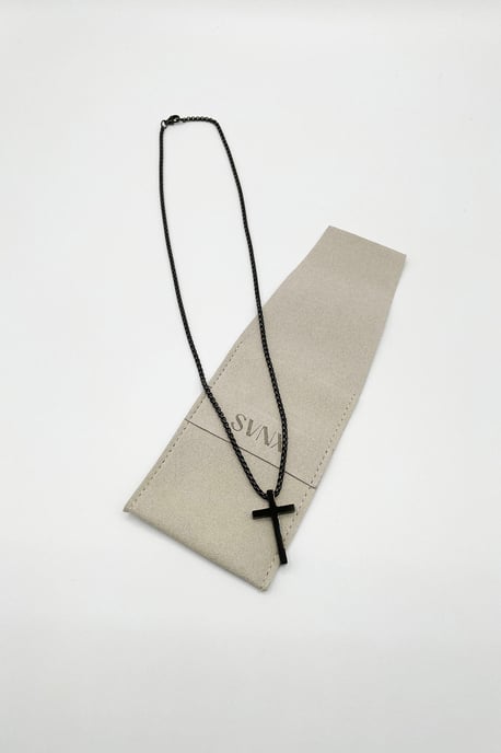 Cross Pendant Necklace in Black - Image 3