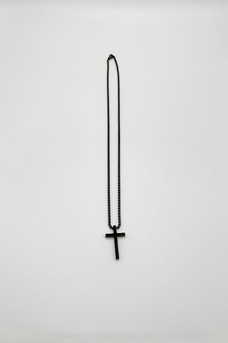 Cross Pendant Necklace in Black - Image 4