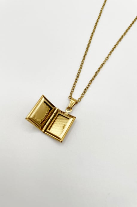 Booklet Locket Pendant Necklace in Gold - Image 3