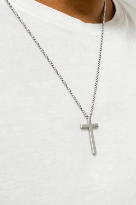 Cross Pendant Necklace in Silver - Image 2