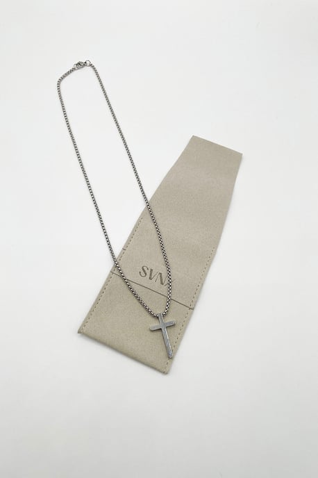 Cross Pendant Necklace in Silver - Image 3