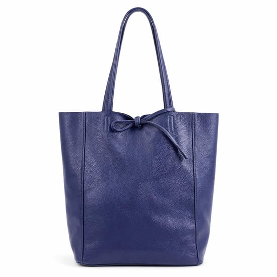 Women’s Genuine Italian Leather Tote Bag Large Soft Shoulder Handbag in Navy - Image 1