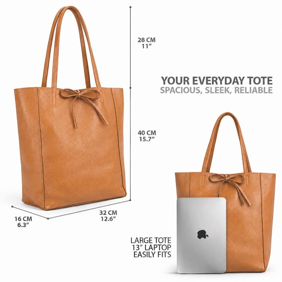 Women’s Genuine Italian Leather Tote Bag Large Soft Shoulder Handbag in Brown - Image 3