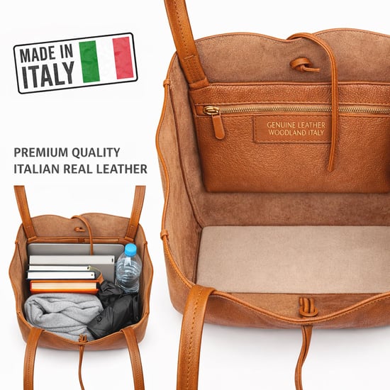 Women’s Genuine Italian Leather Tote Bag Large Soft Shoulder Handbag in Brown - Image 4