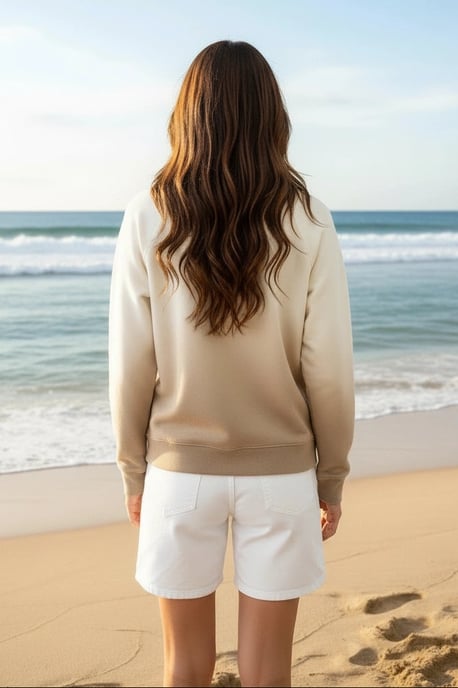 Beige Taupe Pure Cotton Ombre Sweatshirt - Image 4