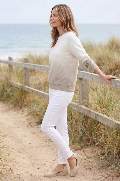 Beige Taupe Pure Cotton Ombre Sweatshirt - Image 5