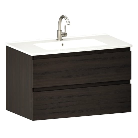 Mirlux Badkamermeubel luma 80 cm walnoot witte wastafel - Image 4