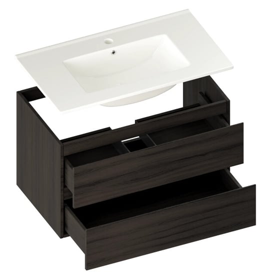 Mirlux Badkamermeubel luma 80 cm walnoot witte wastafel - Image 5