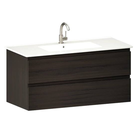 Mirlux Badkamermeubel varo 100 cm walnoot witte wastafel - Image 5