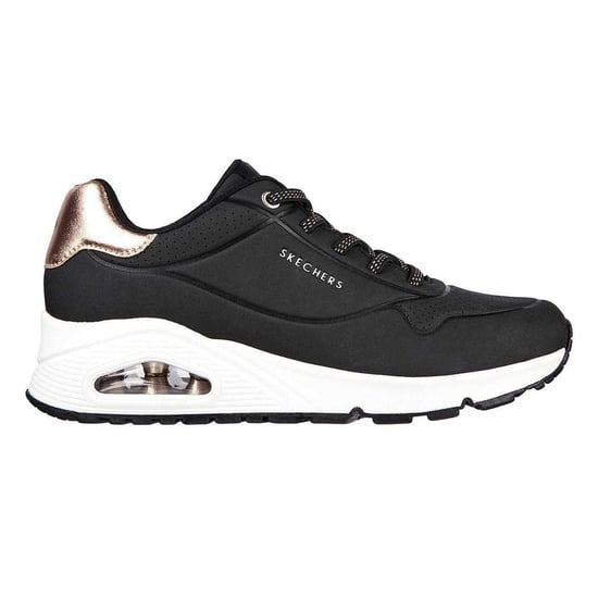 Skechers Womens/Ladies Uno Stand On Air Wedge Trainers (Black/Metallic) - Image 3