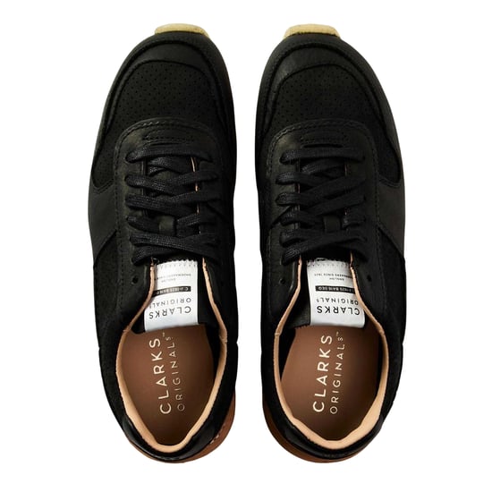 Clarks Originals Mens Leather Trainers (Black) - Image 3