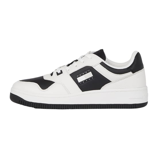 Tommy Jeans Heren Leren Basketball Cupsole Sneakers (Wit/Zwart) - Image 2