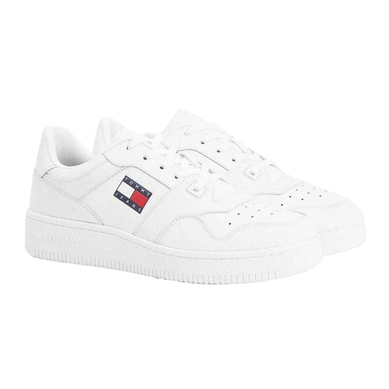 Tommy Jeans Heren Leren Basketball Cupsole Sneakers (Wit) - Image 3