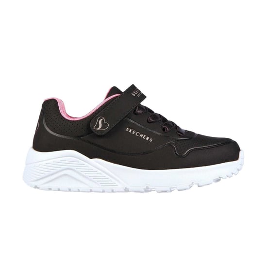 Skechers Girls Street Uno Lite Perforated Trainers (Black/Pink) - Image 1