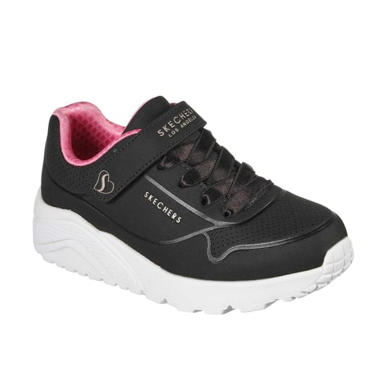 Skechers Girls Street Uno Lite Perforated Trainers (Black/Pink) - Image 3