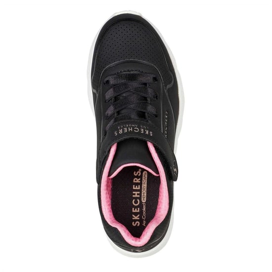 Skechers Girls Street Uno Lite Perforated Trainers (Black/Pink) - Image 4