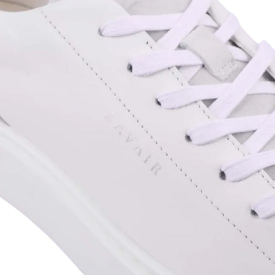 Lavair Heren Luna Logo Leren Trainers (Wit/Grijs) - Image 4
