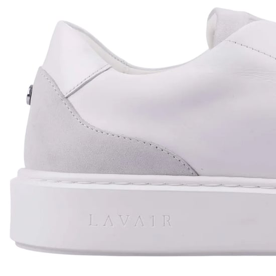 Lavair Heren Luna Logo Leren Trainers (Wit/Grijs) - Image 5