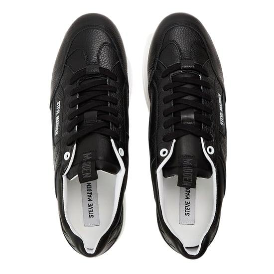 Steve Madden Mens Orlando Leather Trainers (Black) - Image 3