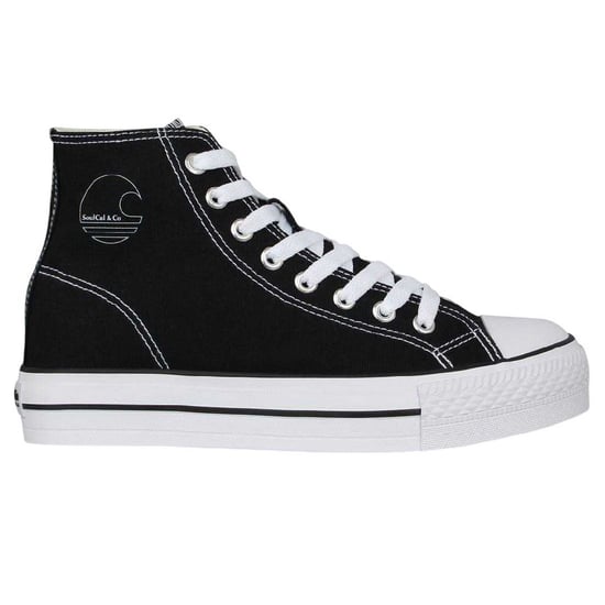 SoulCal Womens/Ladies Canvas High-top Platform High Top Trainers (Black/White) - Image 1