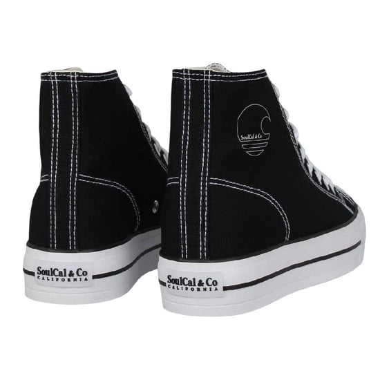 SoulCal Womens/Ladies Canvas High-top Platform High Top Trainers (Black/White) - Image 2