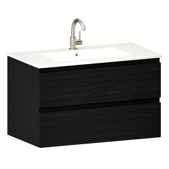 Mirlux Badkamermeubel luma 80 cm eiken witte wastafel - Image 5