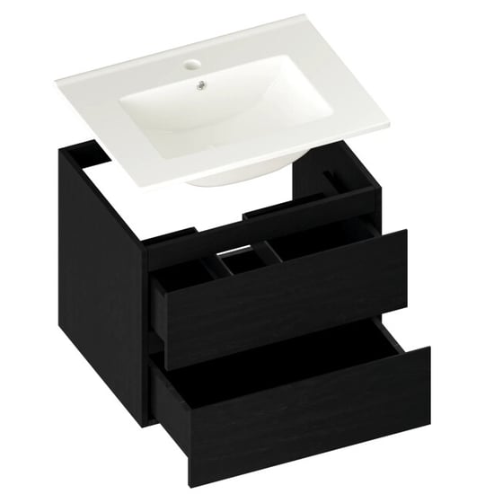 Mirlux Badkamermeubel norvi 60 cm eiken witte wastafel - Image 3