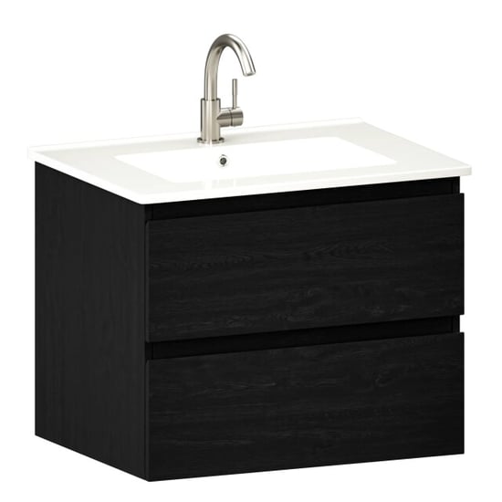 Mirlux Badkamermeubel norvi 60 cm eiken witte wastafel - Image 6