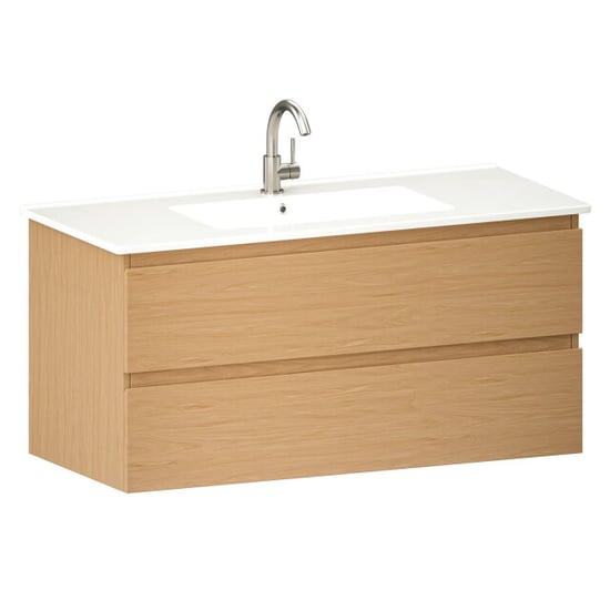 Mirlux Badkamermeubel varo -100 cm licht eiken witte wastafel - Image 3