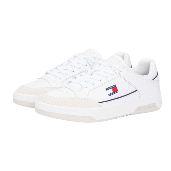 Tommy Jeans Heren Leren Cupsole Trainers (Wit) - Image 4