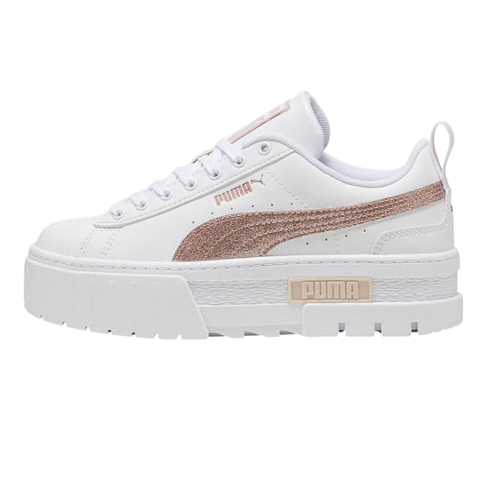 Puma Dames Mayze Leer Platform Sneakers (Wit/Glitter Wit) - Image 2