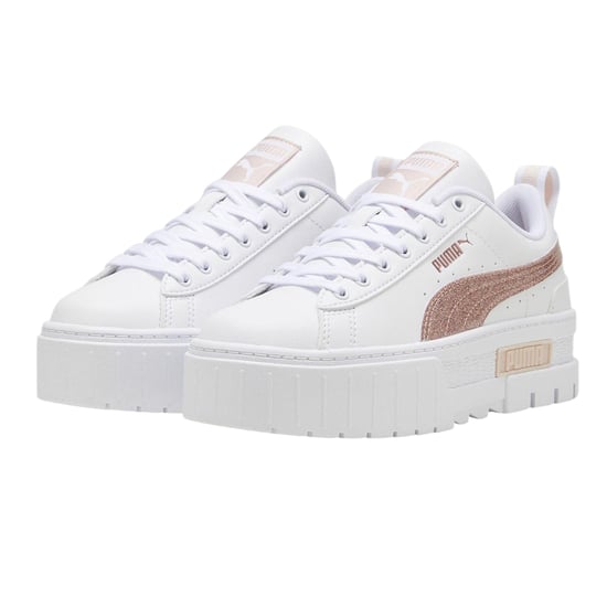 Puma Dames Mayze Leer Platform Sneakers (Wit/Glitter Wit) - Image 3