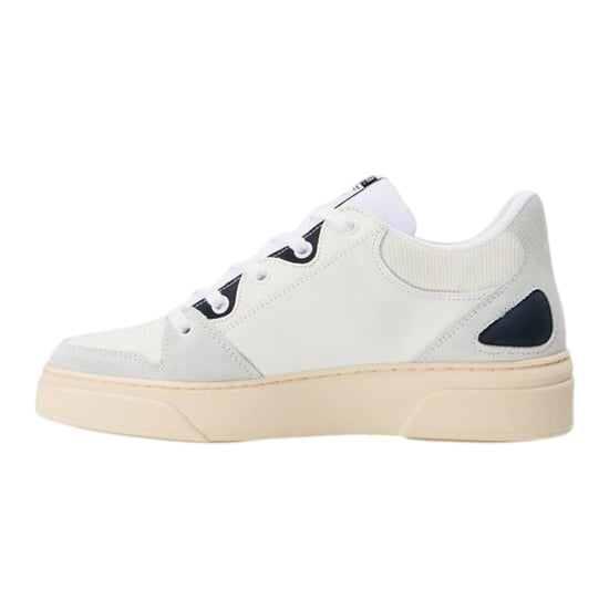 Steve Madden Mens Kingpin Lace Up Flat Shoes (White/Navy) - Image 2