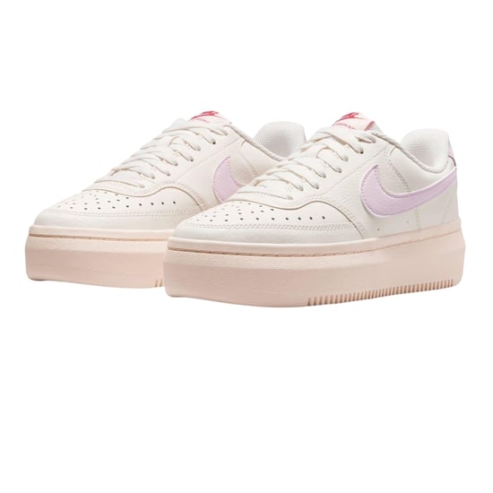 Nike Womens/Ladies Court Vision Swoosh Leather Platform Trainers (White/Pink) - Image 4