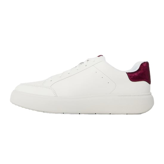 FitFlop Dames-sneakers met pailletten en platte zool (Wit/Robijnrood) - Image 2