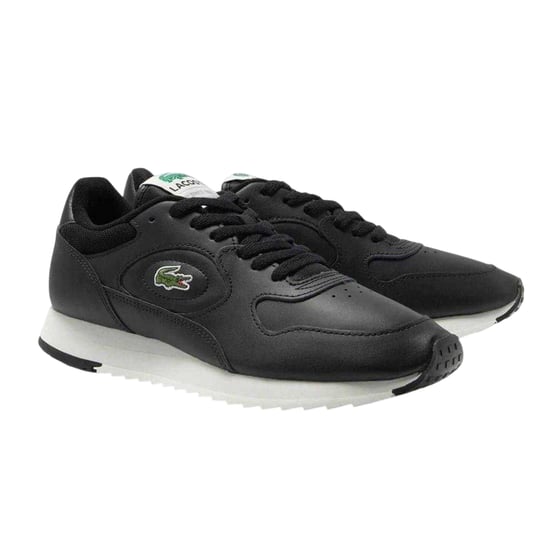 Lacoste Heren Linetrack Leren Hardloopschoenen (Zwart/Off White) - Image 3