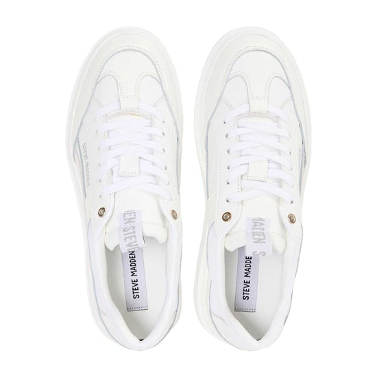 Steve Madden Mens Orlando Leather Trainers (White) - Image 3