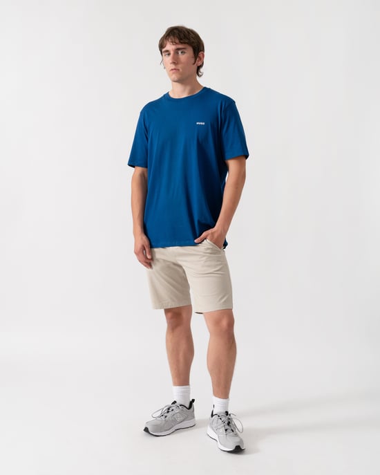 Regular Fit Short Sleeve Logo Detail T-Shirt in Medium Blue - Image 3
