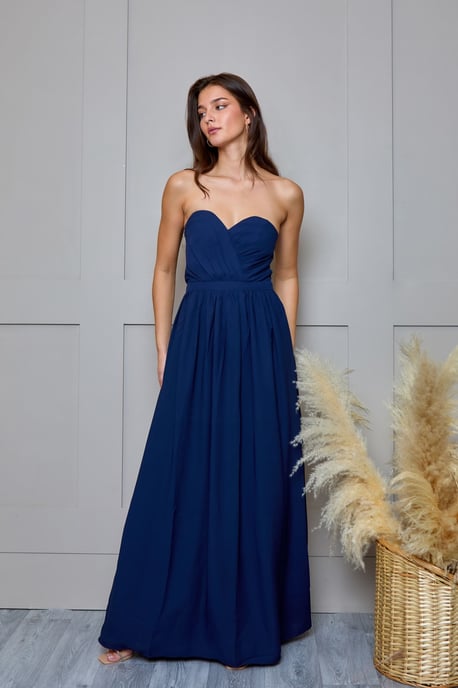 Bandeau Bridesmaids Maxi Dress in Navy - Image 1