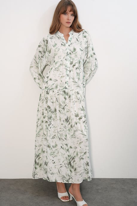 Patterned V-Neck Maxi Dress - Image 2