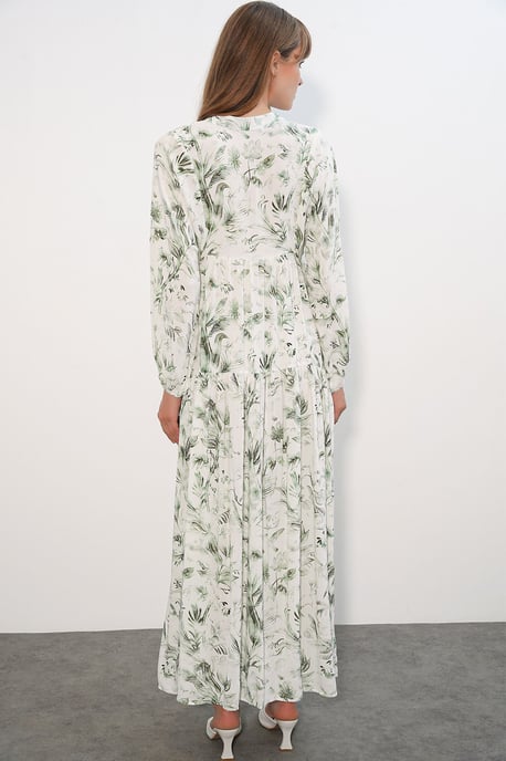 Patterned V-Neck Maxi Dress - Image 6